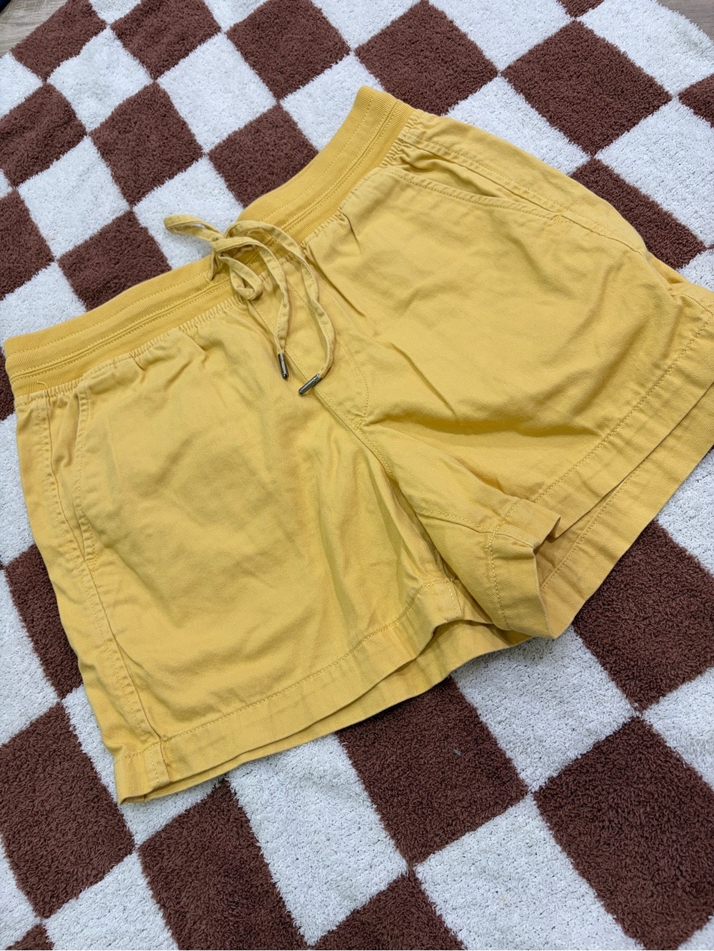 Orvis Mustard Yellow Cotton Drawstring Athletic Shorts